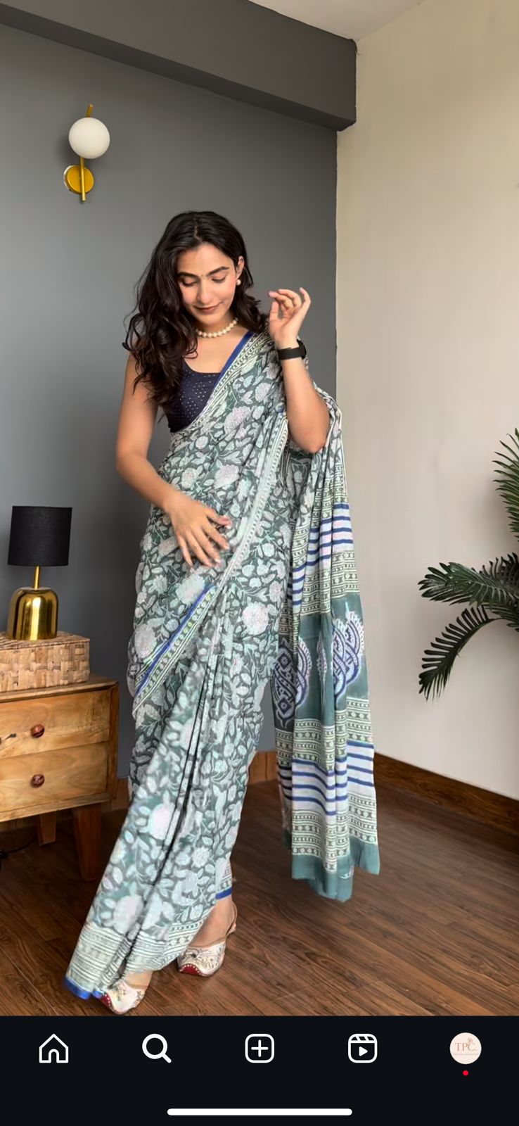 TPC Drapes: Cotton Handblock Saree (Option 24)