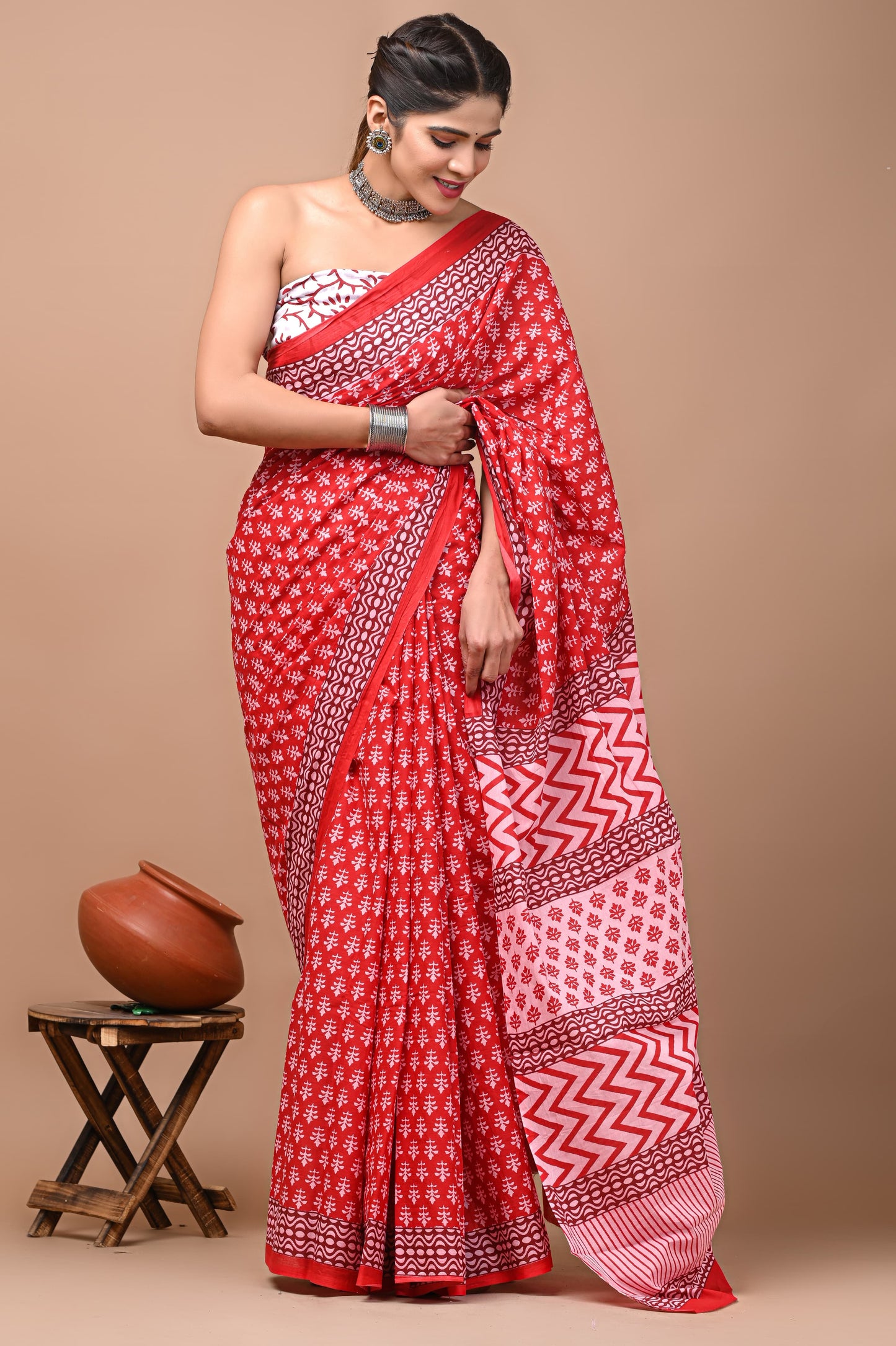 TPC Drapes: Cotton Handblock Saree (Option 29)
