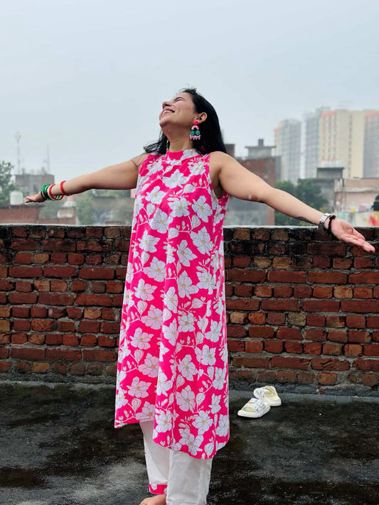 Gulabi Floral – Cotton Kurta Set