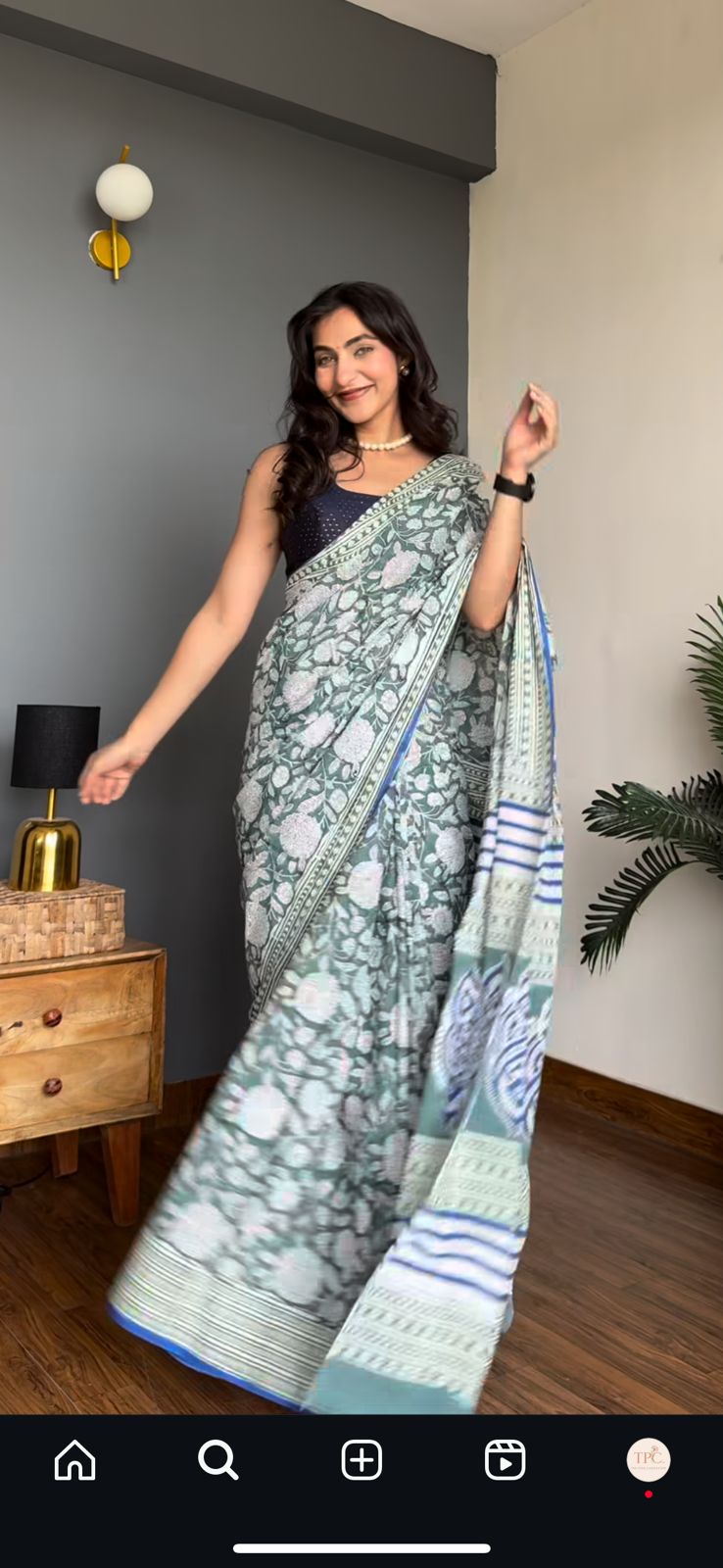 TPC Drapes: Cotton Handblock Saree (Option 24)