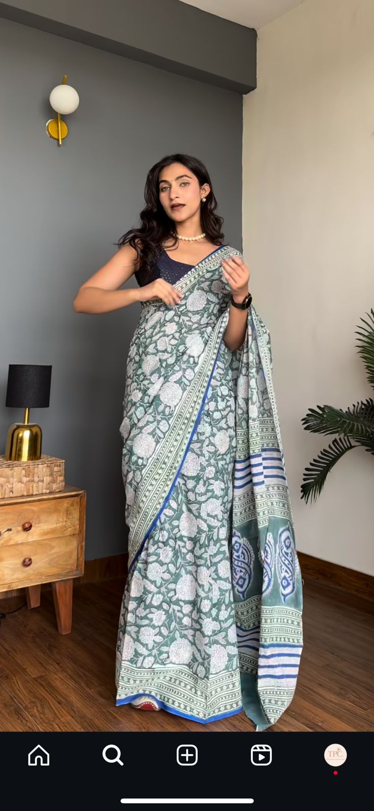 TPC Drapes: Cotton Handblock Saree (Option 24)