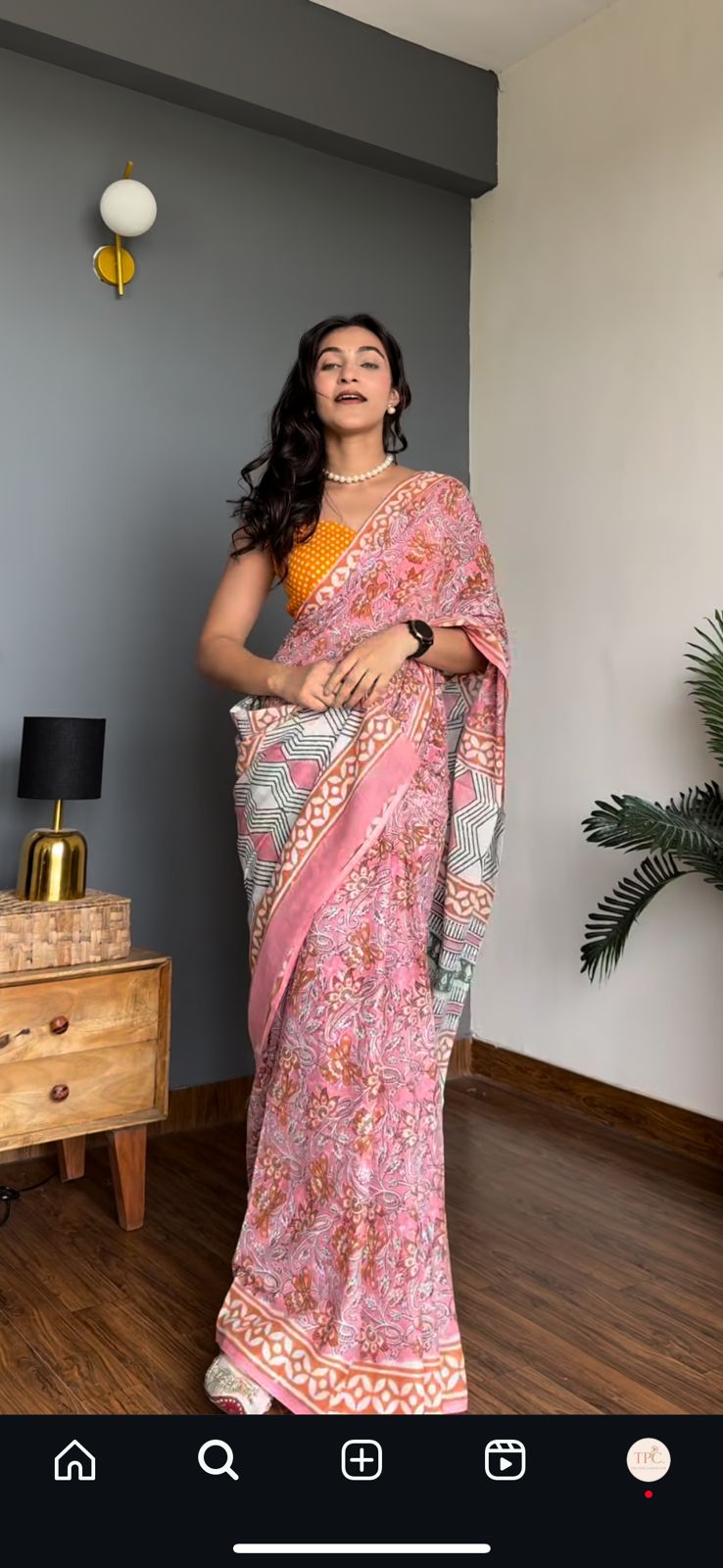 TPC Drapes: Cotton Handblock Saree (Option 26)