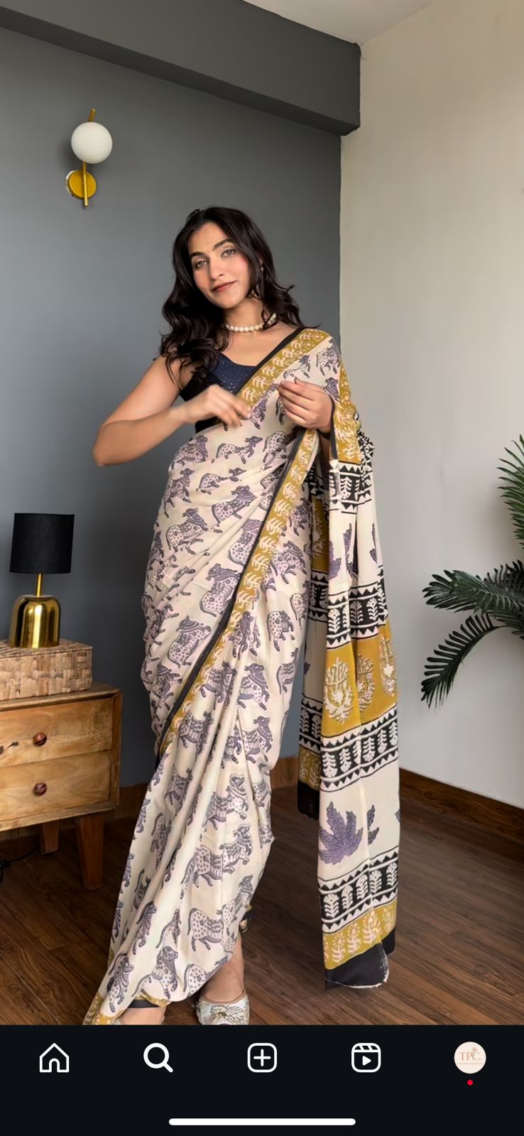 TPC Drapes: Cotton Handblock Saree (Option 27)
