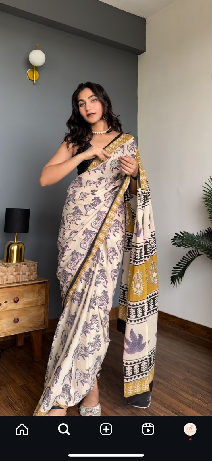 TPC Drapes: Cotton Handblock Saree (Option 27)