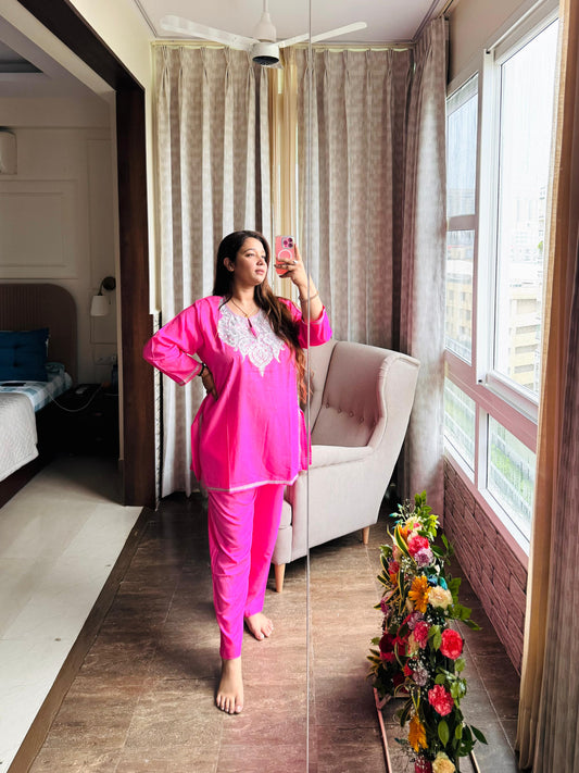 Hot Pink Aari Kurta Set ✨