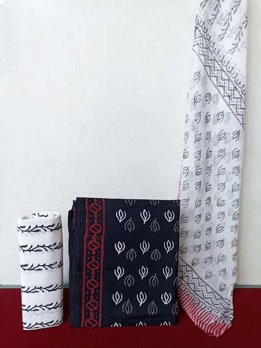 Cotton Suit with Chiffon Dupatta (Option 8)