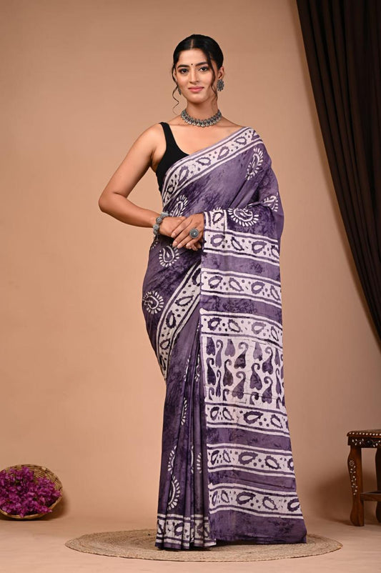 TPC Drapes: Cotton Handblock Saree (Option 10)