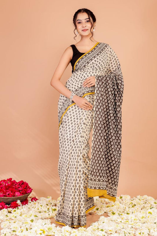 TPC Drapes: Cotton Handblock Saree (Option 13)