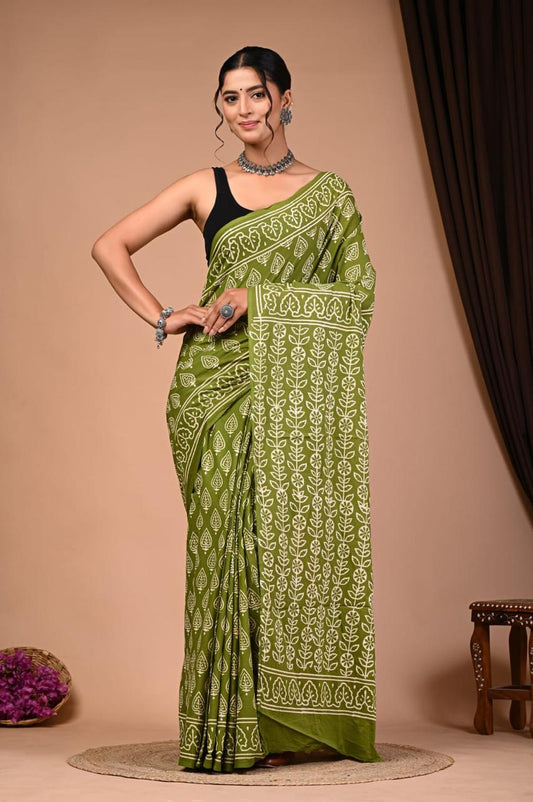 TPC Drapes: Cotton Handblock Saree (Option 16)