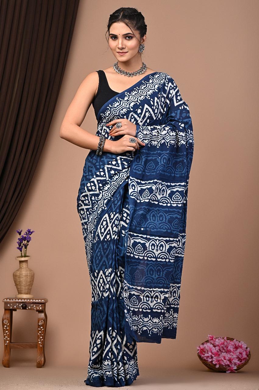 TPC Drapes: Cotton Handblock Saree (Option 17)