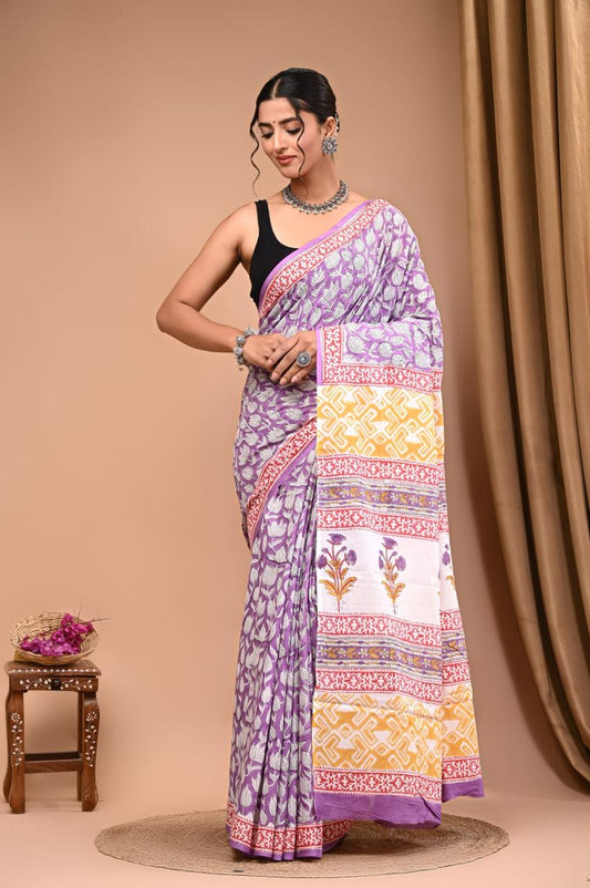 TPC Drapes: Cotton Handblock Saree (Option 18)