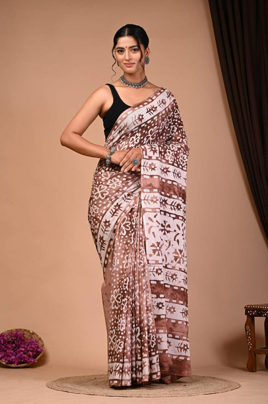 TPC Drapes: Cotton Handblock Saree (Option 19)