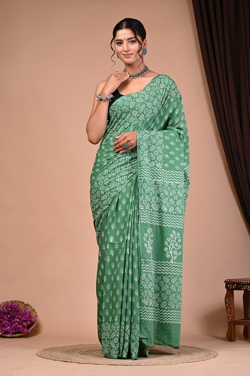 TPC Drapes: Cotton Handblock Saree (Option 22)