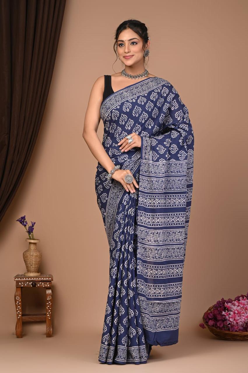 TPC Drapes: Cotton Handblock Saree (Option 23)