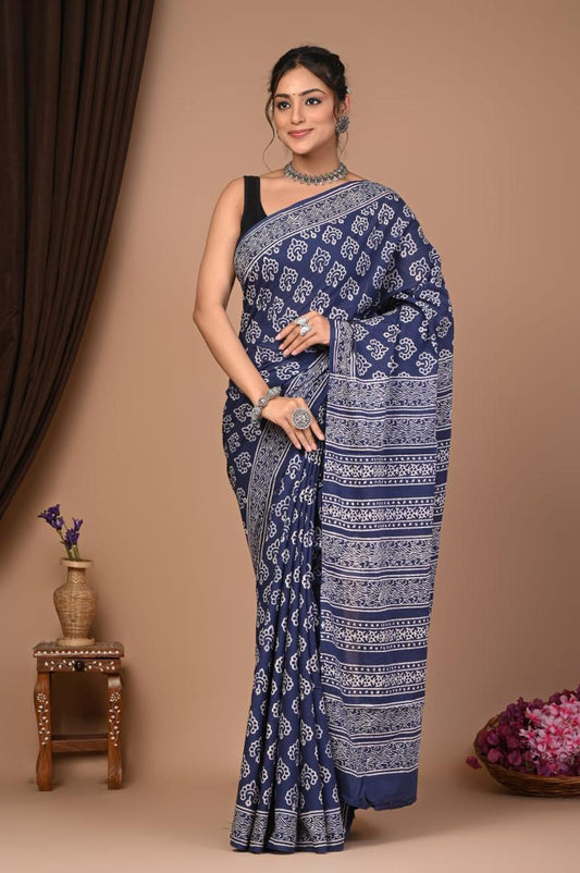 TPC Drapes: Cotton Handblock Saree (Option 23)