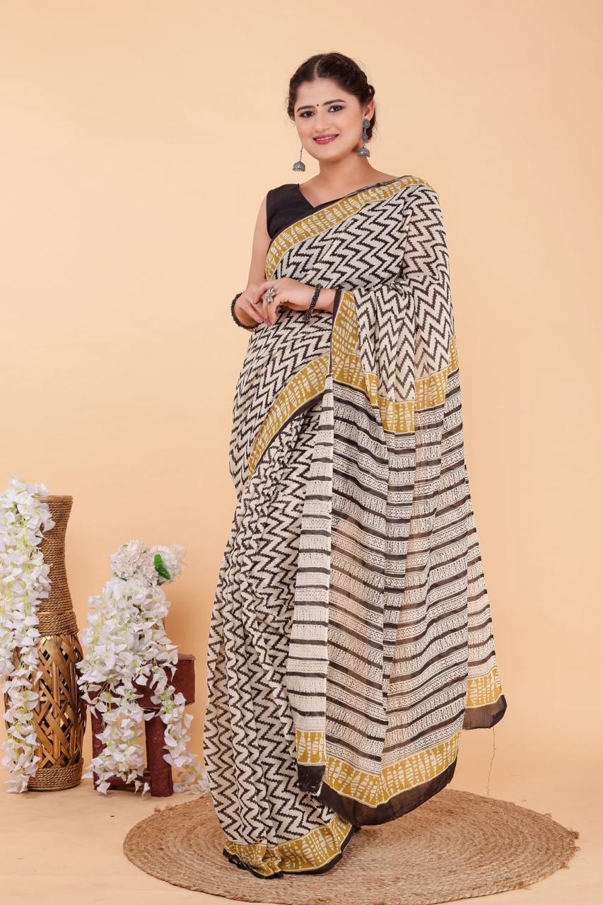 TPC Drapes: Cotton Handblock Saree (Option 2)