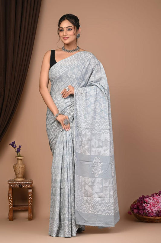 TPC Drapes: Cotton Handblock Saree (Option 3)