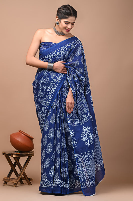 TPC Drapes: Cotton Handblock Saree (Option 28)