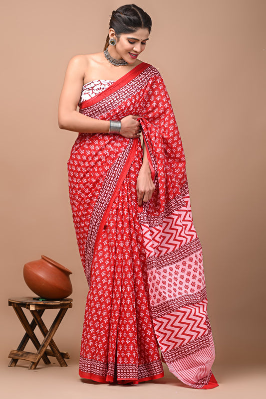 TPC Drapes: Cotton Handblock Saree (Option 29)