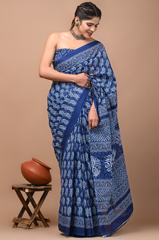TPC Drapes: Cotton Handblock Saree (Option 30)