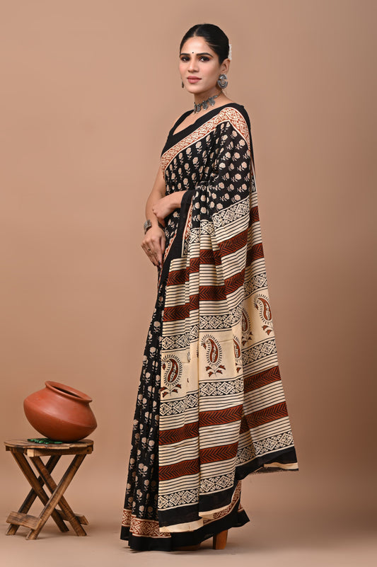 TPC Drapes: Cotton Handblock Saree (Option 32)