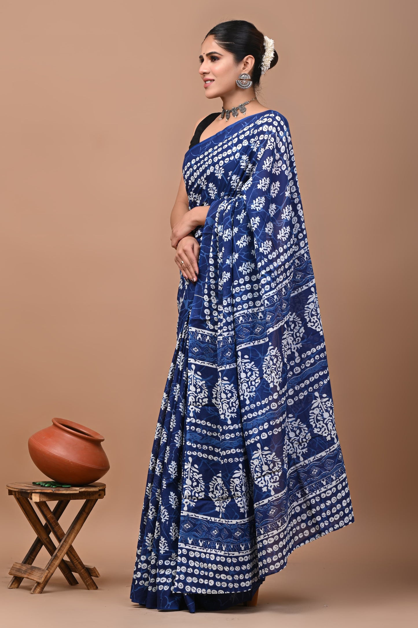 TPC Drapes: Cotton Handblock Saree (Option 34)