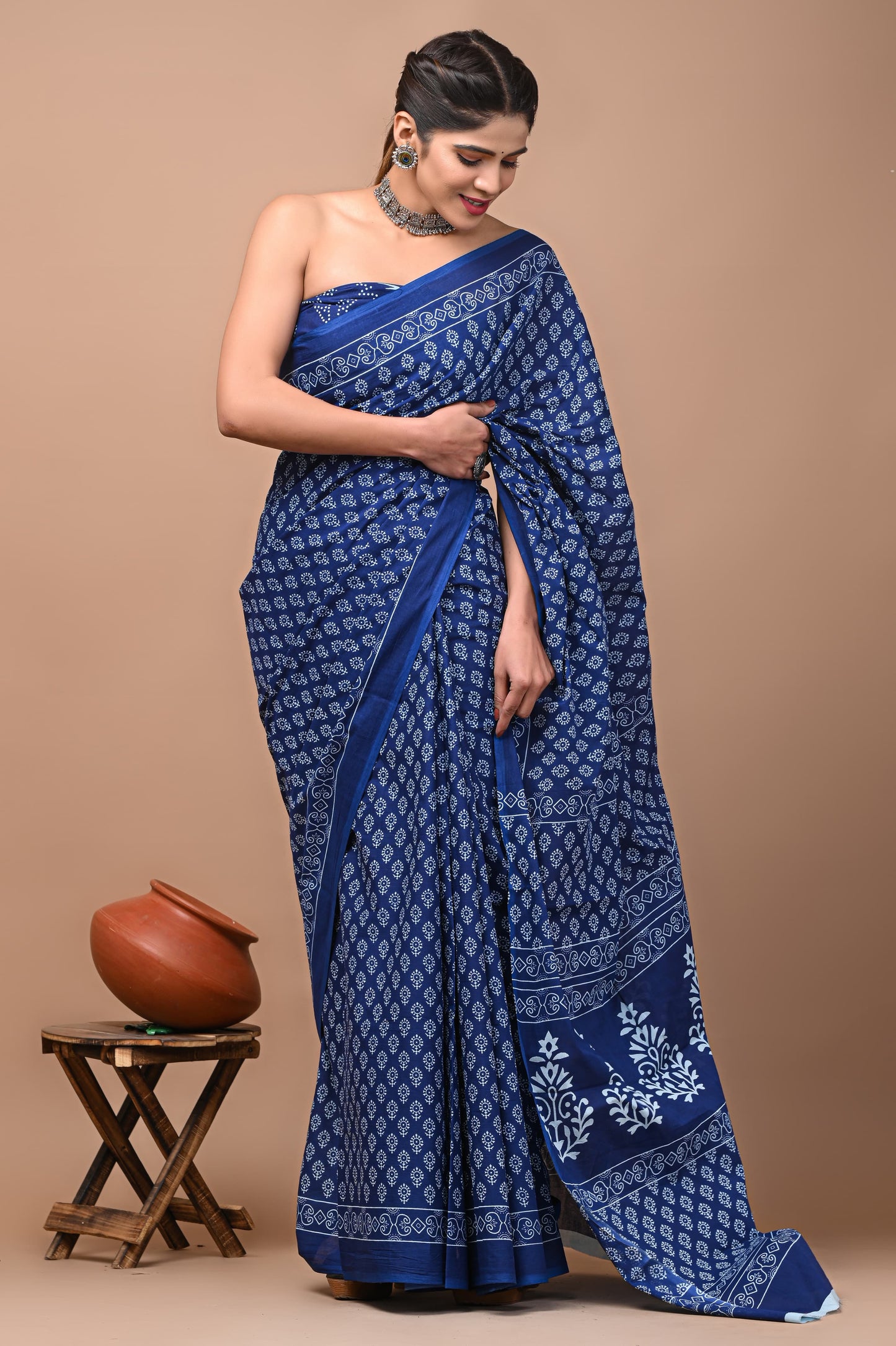 TPC Drapes: Cotton Handblock Saree (Option 35)