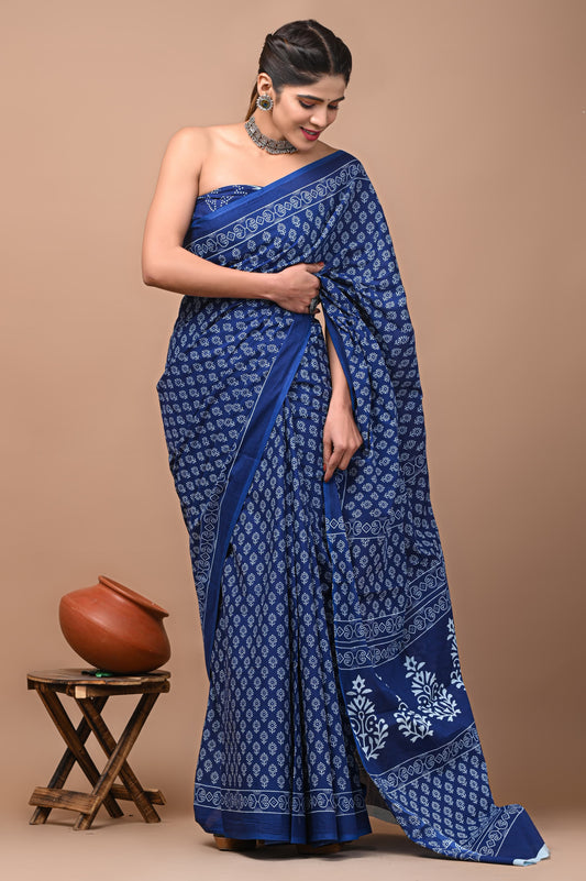 TPC Drapes: Cotton Handblock Saree (Option 35)