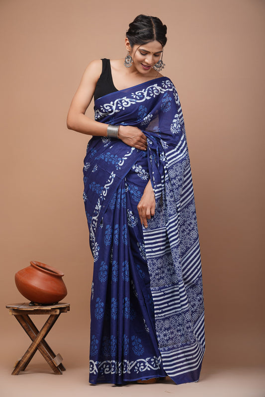 TPC Drapes: Cotton Handblock Saree (Option 38)
