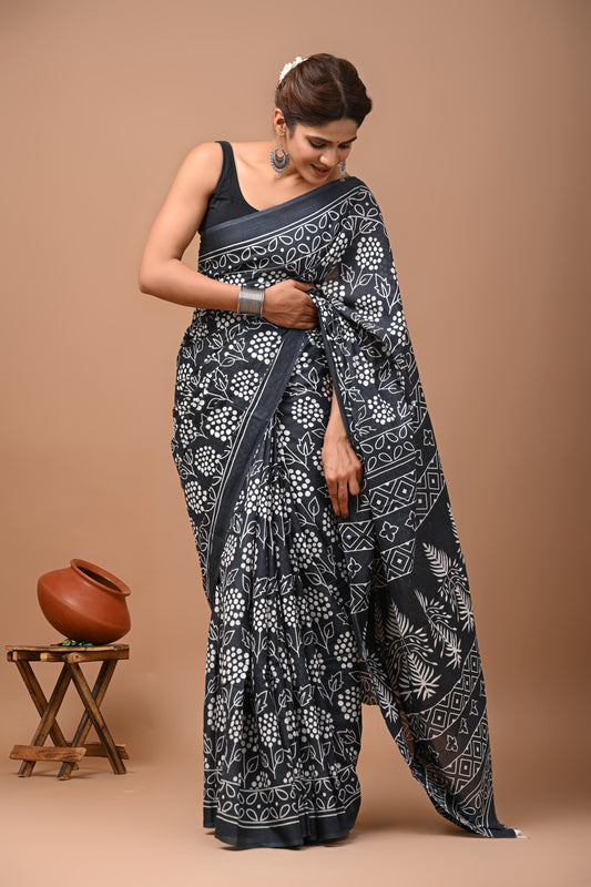 TPC Drapes: Cotton Handblock Saree (Option 39)