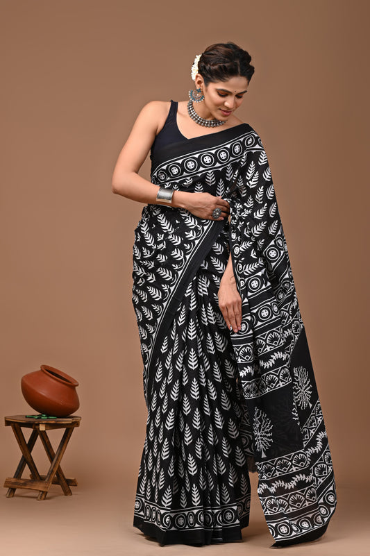 TPC Drapes: Cotton Handblock Saree (Option 40)