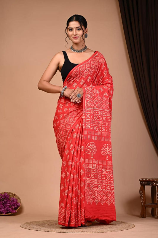 TPC Drapes: Cotton Handblock Saree (Option 8)