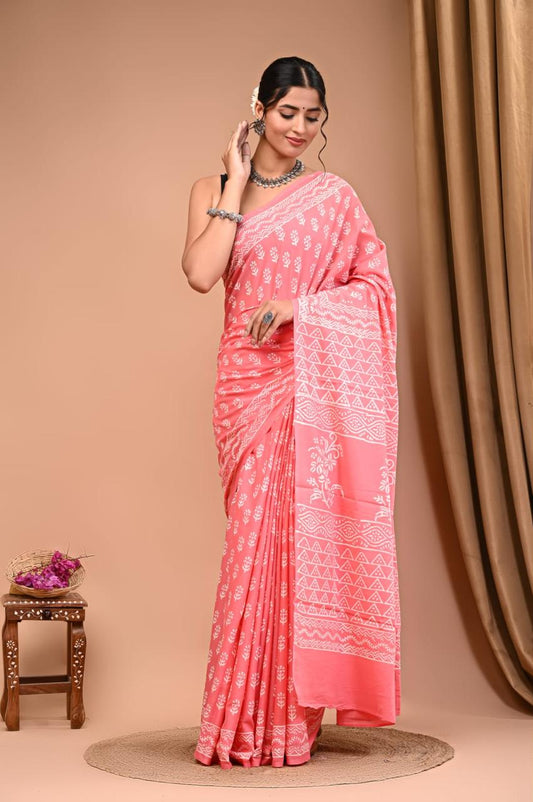 TPC Drapes: Cotton Handblock Saree (Option 5)
