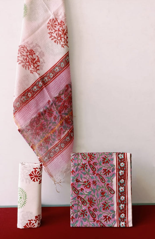 Cotton Suit with Kota Doria Dupatta (Option 1)