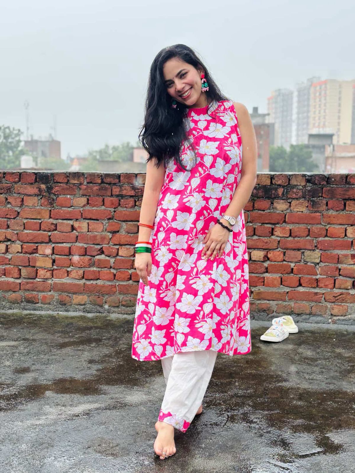 Gulabi Floral – Cotton Kurta Set