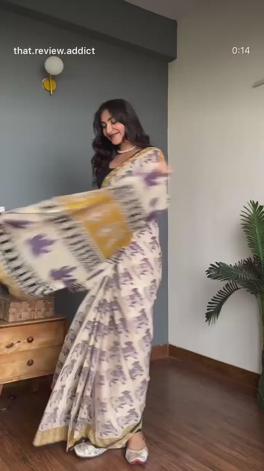 TPC Drapes: Cotton Handblock Saree (Option 27)