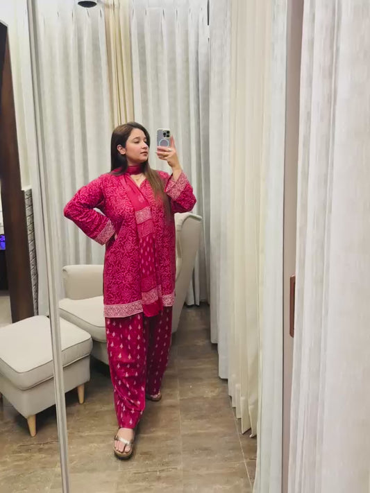 Crimson Elegance – Farsi Salwar Set