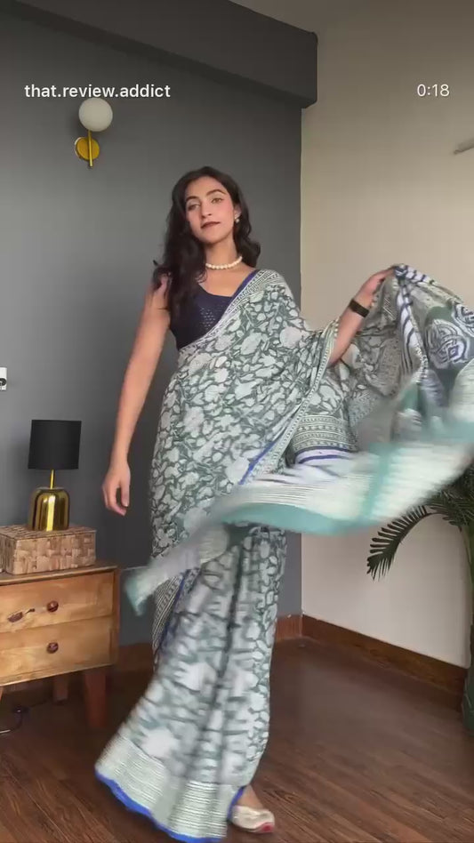 TPC Drapes: Cotton Handblock Saree (Option 24)